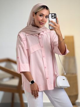 شومیز لینن سگک دار کد 20946